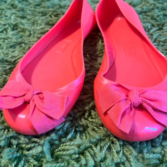 J.crew coral jelly flats w/bow ballet slip ons size 8 - Picture 3 of 7